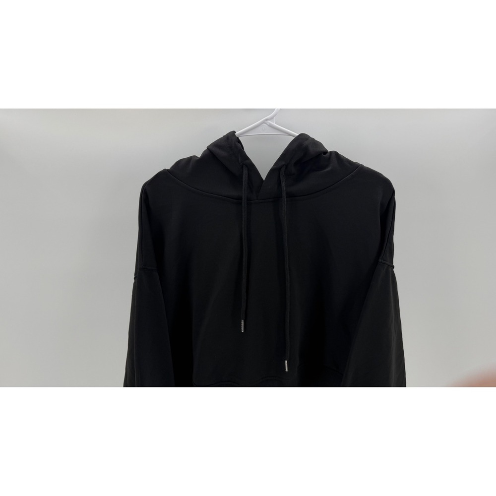 Unbranded Cropped Hoodie Womens Large Black Excellent Relaxed Fit Pullover